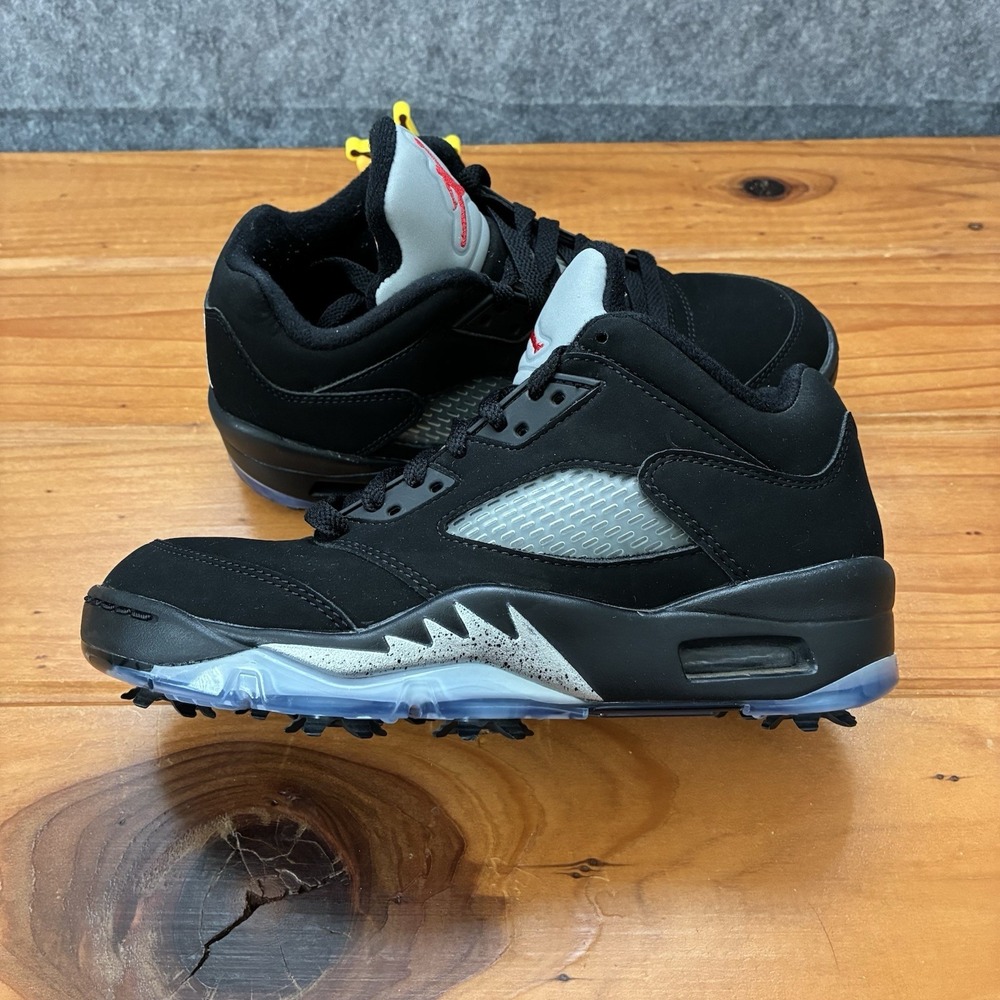 Nike Air Jordan 5 Golf Low Mens 5.5 / Womens 7 Black Metallic CU4523-003 Spikes - Picture 7 of 16